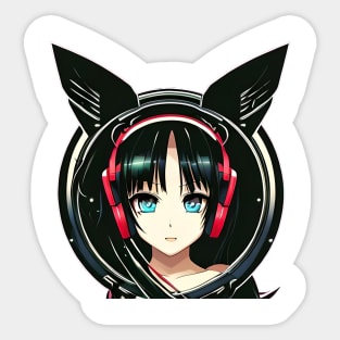 Anime girl with headset Sticker